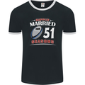 51 Year Wedding Anniversary 51st Rugby Mens Ringer T-Shirt FotL Black/White