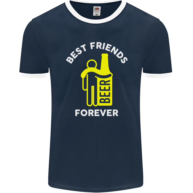 Me and Beer Best Friends Forever Funny Mens Ringer T-Shirt FotL Navy Blue/White