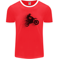 Abstract Motocross Rider Dirt Bike Mens Ringer T-Shirt FotL Red/White