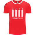 Four Candles Fork Handles Funny Two Ronnies Mens Ringer T-Shirt FotL Red/White