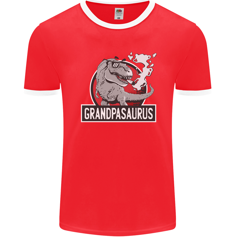 Grandpa Grandpasaurus Grandparent's Day Mens Ringer T-Shirt FotL Red/White