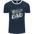 Worlds Okayest Dad Funny Fathers Day Mens Ringer T-Shirt FotL Navy Blue/White