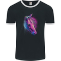 A Watercolour Horse Mens Ringer T-Shirt FotL Black/White