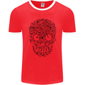 Bicycle Skull Cyclist Funny Cycling  Bike Mens Ringer T-Shirt FotL Red/White