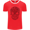 Bicycle Skull Cyclist Funny Cycling  Bike Mens Ringer T-Shirt FotL Red/White