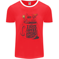 I Run On Coffee and Christmas Cheer Skull Mens Ringer T-Shirt FotL Red/White