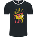 Fathers Day Funny Sloth Dad Daddy Papa Mens Ringer T-Shirt FotL Black/White