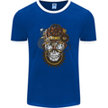 Steampunk Skull Mens Ringer T-Shirt FotL Royal Blue/White