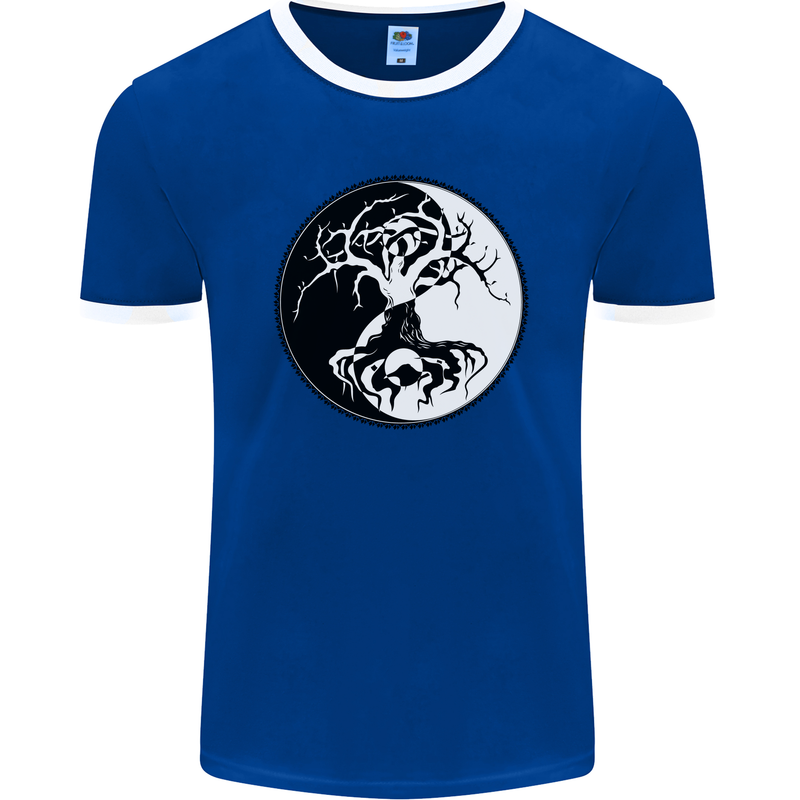 Yggdrasil Tree Mens Ringer T-Shirt FotL Royal Blue/White