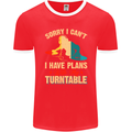 Plans With My Turntable DJ DJing Mens Ringer T-Shirt FotL Red/White