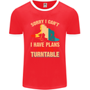 Plans With My Turntable DJ DJing Mens Ringer T-Shirt FotL Red/White
