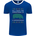 Hippopotamus Hippo Christmas Funny Mens Ringer T-Shirt FotL Royal Blue/White