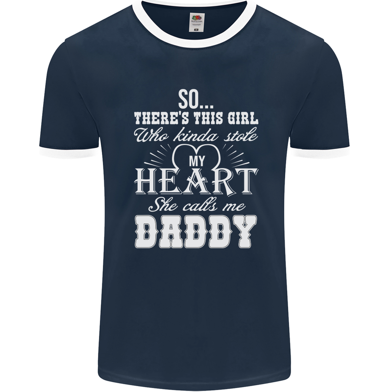 She Calls Me Daddy Funny Father's Day Mens Ringer T-Shirt FotL Navy Blue/White