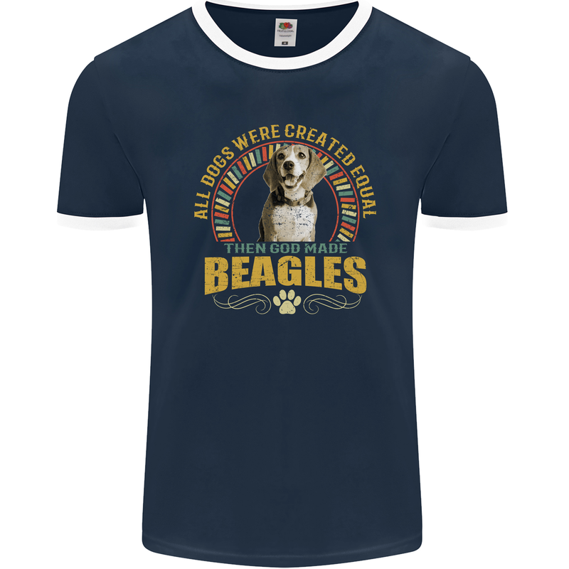 A Beagle Dog Mens Ringer T-Shirt FotL Navy Blue/White