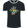 Skeleton Hand With a Retro Puzzle 80's Mens Ringer T-Shirt FotL Black/White