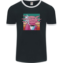Grumpy Axolotl With Coffee Mens Ringer T-Shirt FotL Black/White