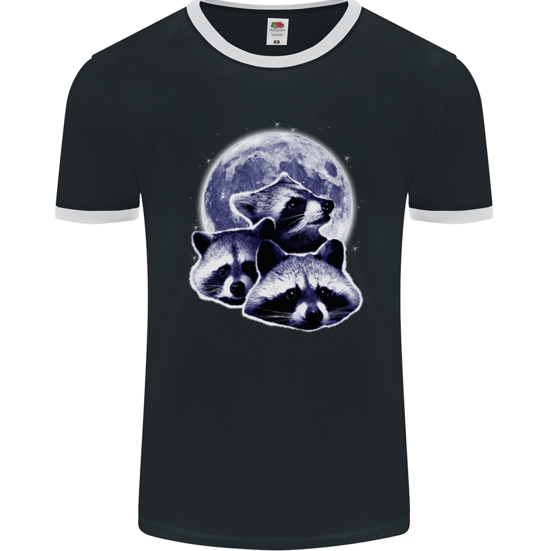 Raccoon Moon Mens Ringer T-Shirt FotL Black/White