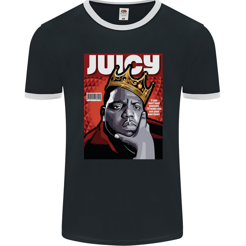 Juicy Rap Music Hip Hop Rapper Mens Ringer T-Shirt FotL Black/White