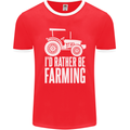 Id Rather Be Farmer Farming Tractor Mens Ringer T-Shirt FotL Red/White