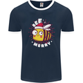 Christmas Bee Merry Funny Novelty Mens Ringer T-Shirt FotL Navy Blue/White