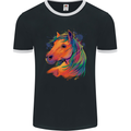 Horse Head Equestrian Mens Ringer T-Shirt FotL Black/White