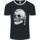 A Viking Skull Mens Ringer T-Shirt FotL Black/White