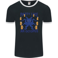 Beer Party Octopus Scuba Diving Diver Funny Mens Ringer T-Shirt FotL Black/White