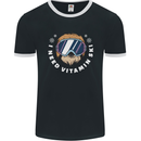 Vitamin Ski Funny Skiing Sloth Winter Sport Mens Ringer T-Shirt FotL Black/White