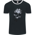 Freaky Skulll Biker Gothic Mens Ringer T-Shirt FotL Black/White