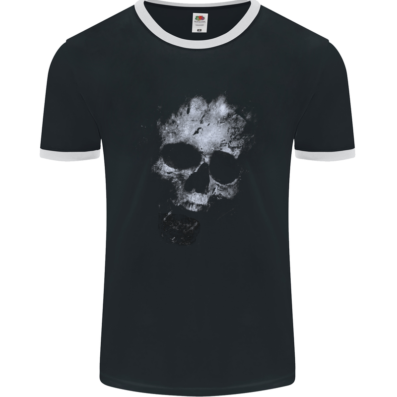 Freaky Skulll Biker Gothic Mens Ringer T-Shirt FotL Black/White
