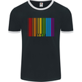 LGBT Barcode Gay Pride Day Awareness Mens Ringer T-Shirt FotL Black/White