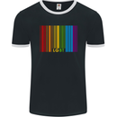 LGBT Barcode Gay Pride Day Awareness Mens Ringer T-Shirt FotL Black/White