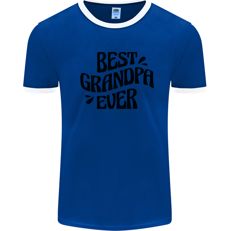 Grandparents Day Best Grandpa Ever Mens Ringer T-Shirt Royal Blue/White