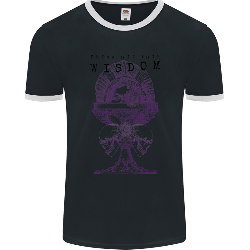 Wisdom Goblet Obscure Makabra Mens Ringer T-Shirt FotL Black/White
