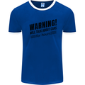 Warning Will Talk About Cars Mens Ringer T-Shirt Royal Blue/White