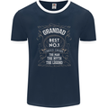 Father's Day No 1 Grandad Man Myth Legend Mens Ringer T-Shirt FotL Navy Blue/White