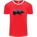 A Hedgehog Depicting a Forest Mens Ringer T-Shirt FotL Red/White