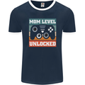 Mom Level Unlocked New Mommy Baby Born Mens Ringer T-Shirt FotL Navy Blue/White