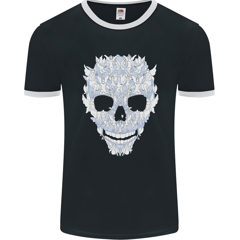 Fairy Skull Mens Ringer T-Shirt FotL Black/White