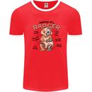 Anatomy of a Badger Funny Mens White Ringer T-Shirt Red/White