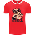 Rock n Roll Pug Funny Guitar Heavy Metal Mens Ringer T-Shirt FotL Red/White