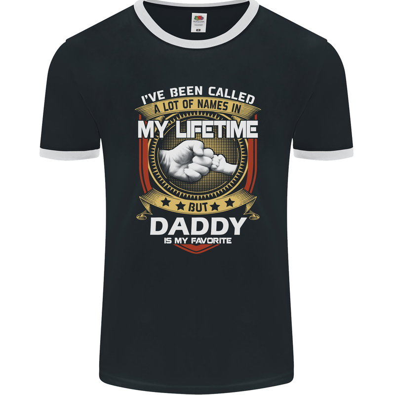 Daddy Is My Favourite Funny Fathers Day Mens Ringer T-Shirt FotL Black/White