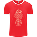 Gold Mandala Art Elephant Mens Ringer T-Shirt FotL Red/White