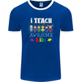 Autism Teacher I Teach Awesome Kid Autistic Mens Ringer T-Shirt FotL Royal Blue/White