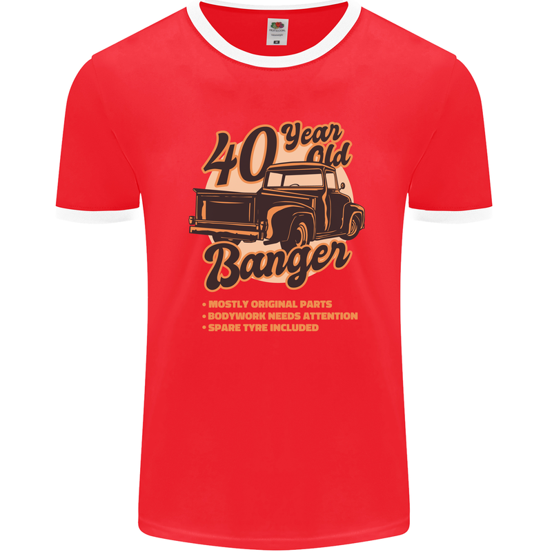 40 Year Old Banger Birthday 40th Year Old Mens Ringer T-Shirt FotL Red/White