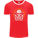 Biker Skull Here Today Motorbike Motorcycle Mens Ringer T-Shirt FotL Red/White