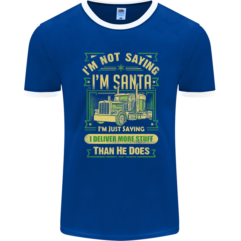 Not Santa Delivery Driver Christmas Funny Mens Ringer T-Shirt FotL Royal Blue/White