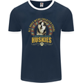 A Huskies Dog Mens Ringer T-Shirt FotL Navy Blue/White