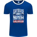 Excuses Calories Gym Training Top Funny Mens Ringer T-Shirt FotL Royal Blue/White