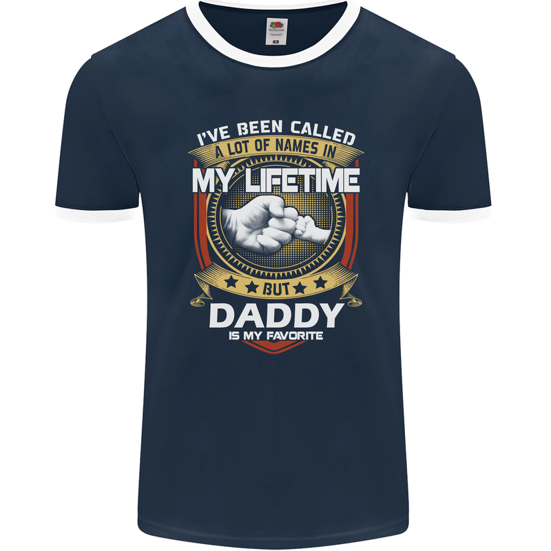 Daddy Is My Favourite Funny Fathers Day Mens Ringer T-Shirt FotL Navy Blue/White